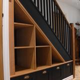 Oak and painted contemporary under stairs storage 1